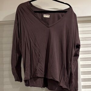 We the free. Free people cocoa Long Sleeve V-Neck Top small
